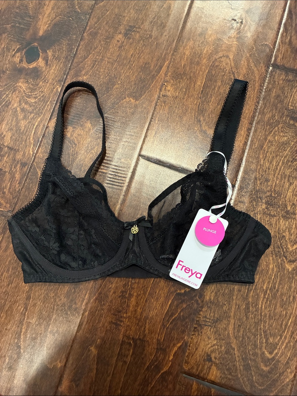 Freya Sydnie Black Lace Plunge Bra - 28DD